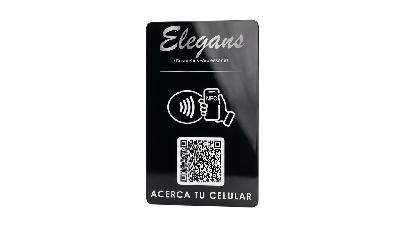 Tarjeta NFC personalizada de Elegans, cosméticos y accesorios