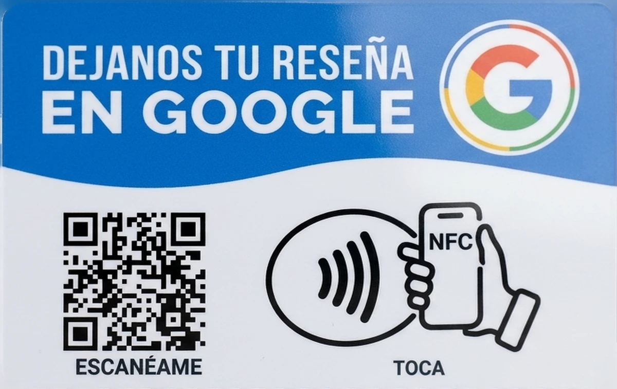Tarjeta TapGo Básica: déjanos tu reseña en Google, con QR y NFC